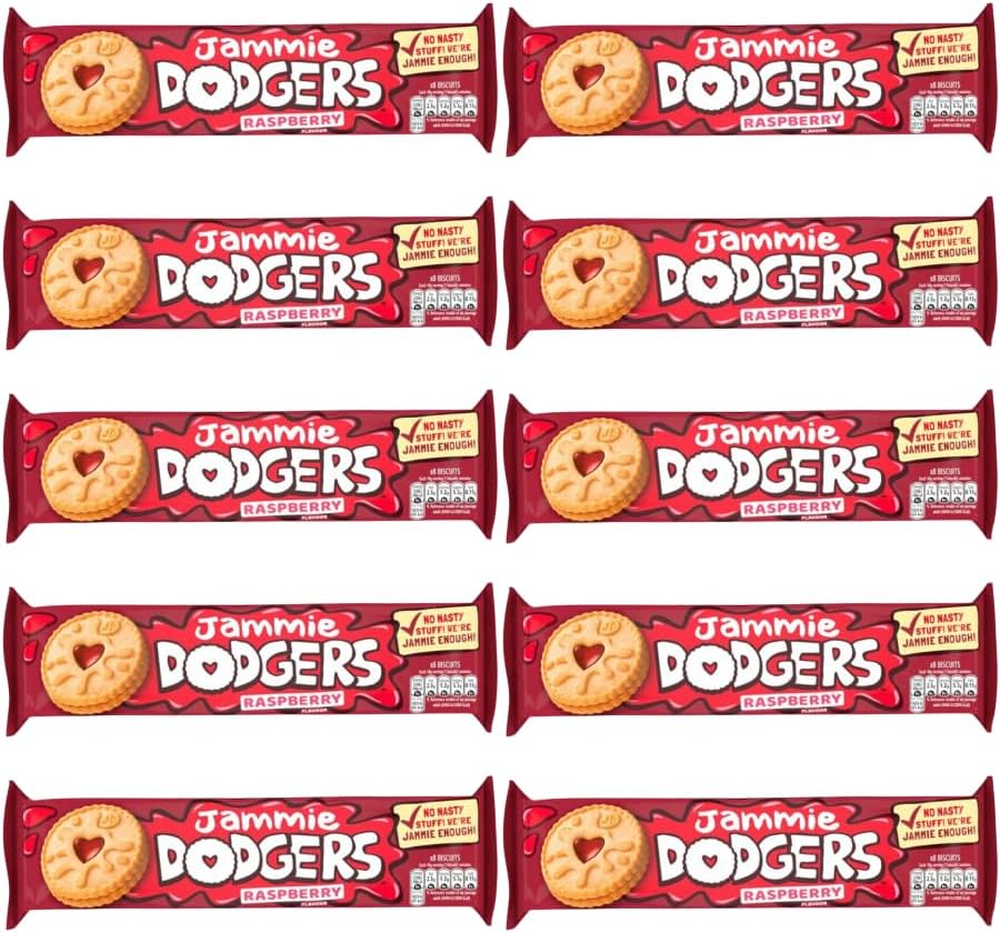 Biscuits & Crackers Bundle Pack with Jammie Dodgers Raspberry Biscuits 140g - 10 Pack | Shortcake Biscuits with a Raspberry Flavour Apple Jam, Suitable For Vegetarians.