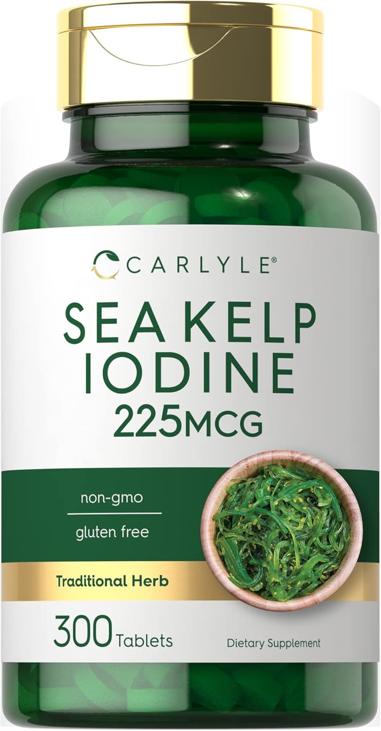 Carlyle Sea Kelp Iodine Supplement | 225mcg | 300 Tablets | Non-GMO, Gluten Free | Traditional Herb Supplement