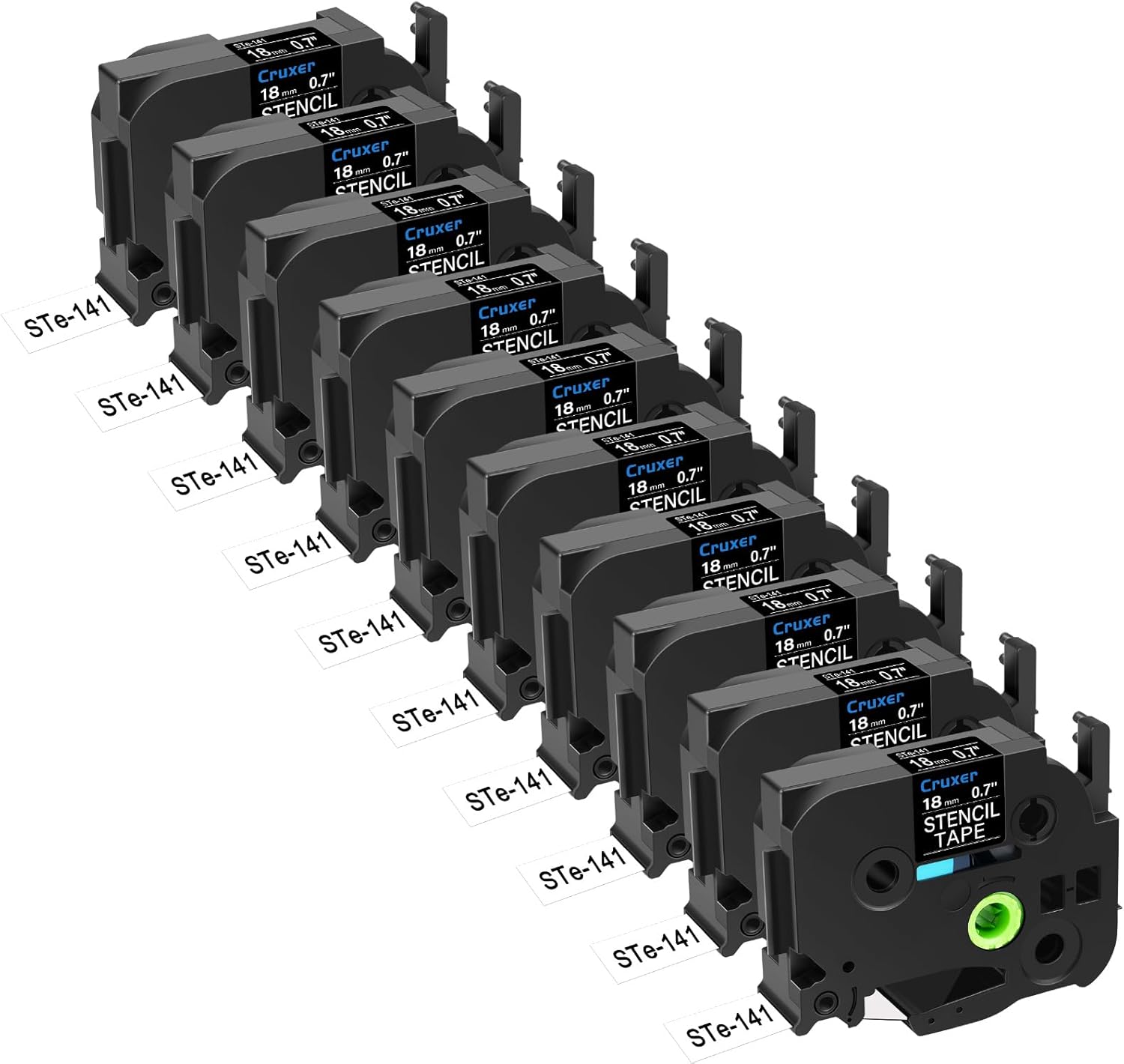 Cruxer 8 Pack Replacement for P-Touch STe-141 ST141 ST-141 STe141 Electro-Chemical Etching Label Stencil Metal Tape 18mm 0.7" 3M for Ptouch PT-D400 D450 E500 D600 H300 E300 P710BT 2600 2610 Makers