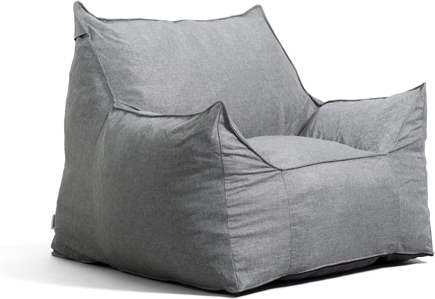 Big Joe Imperial Lounger Foam Filled Bean Bag Armchair with Removable Cover, Gray Union, Durable Woven Polyester, 4 feet Big