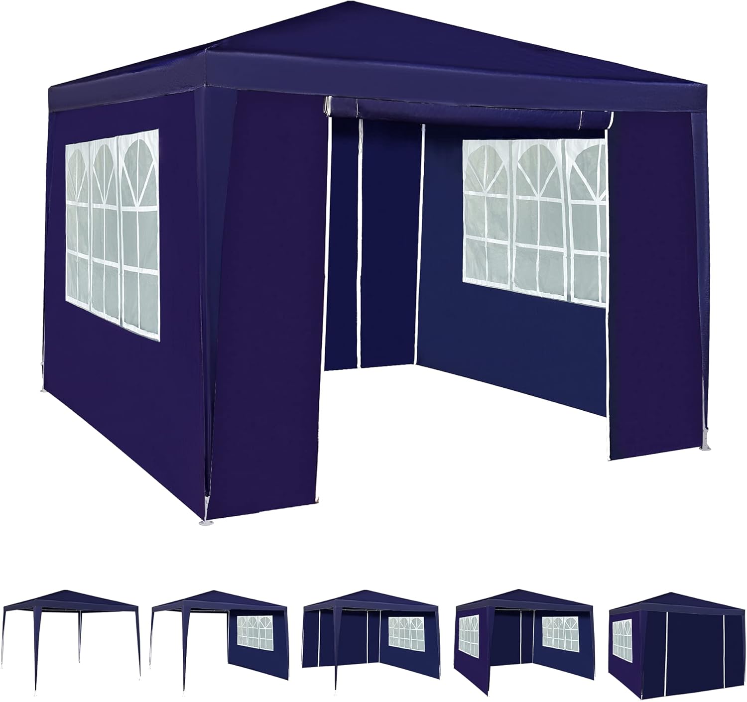 Event Gazebo with 4 Side Panels, Outdoor Waterproof Party Tent Marquee with Coated Steel Frame (Blue, 3X3M)