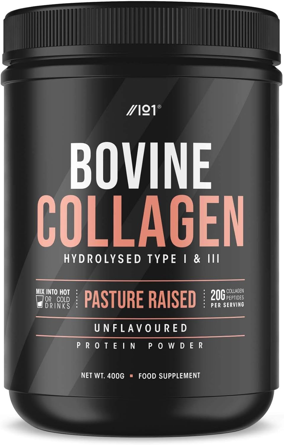 Grass Fed Collagen Protein Powder - Type I & III Pasture Raised Bovine Hydrolysed Collagen Peptides - Halal, Kosher, Unflavoured, 400g
