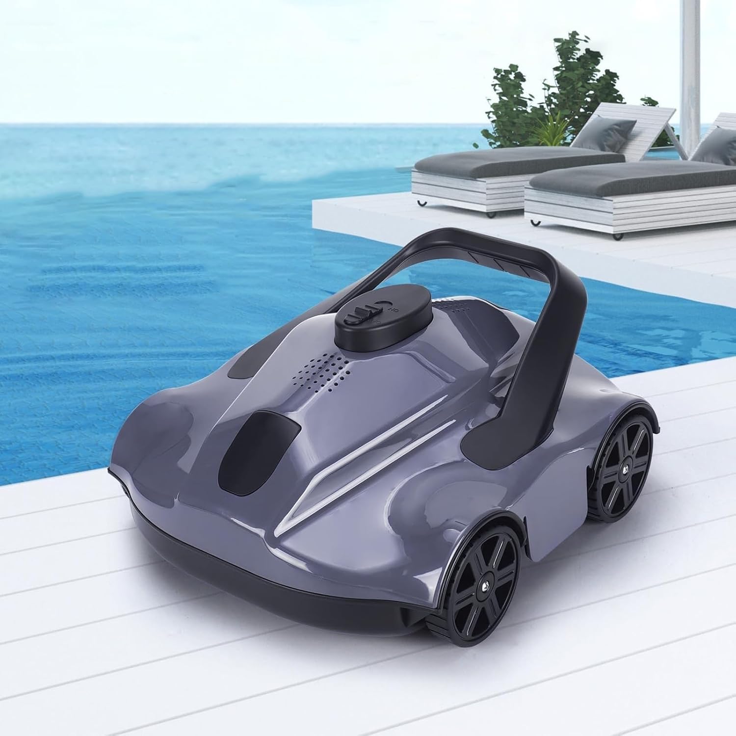 STWBHW Cordless Pool Vacuum Robot,Pool Cleaner,Self-Parking Technology,Dual-Drive Motors Robotic Pool Cleaner Lasts 130 Mins,Powerful Suction, Automatic Swimming Pool Cleaning Machine