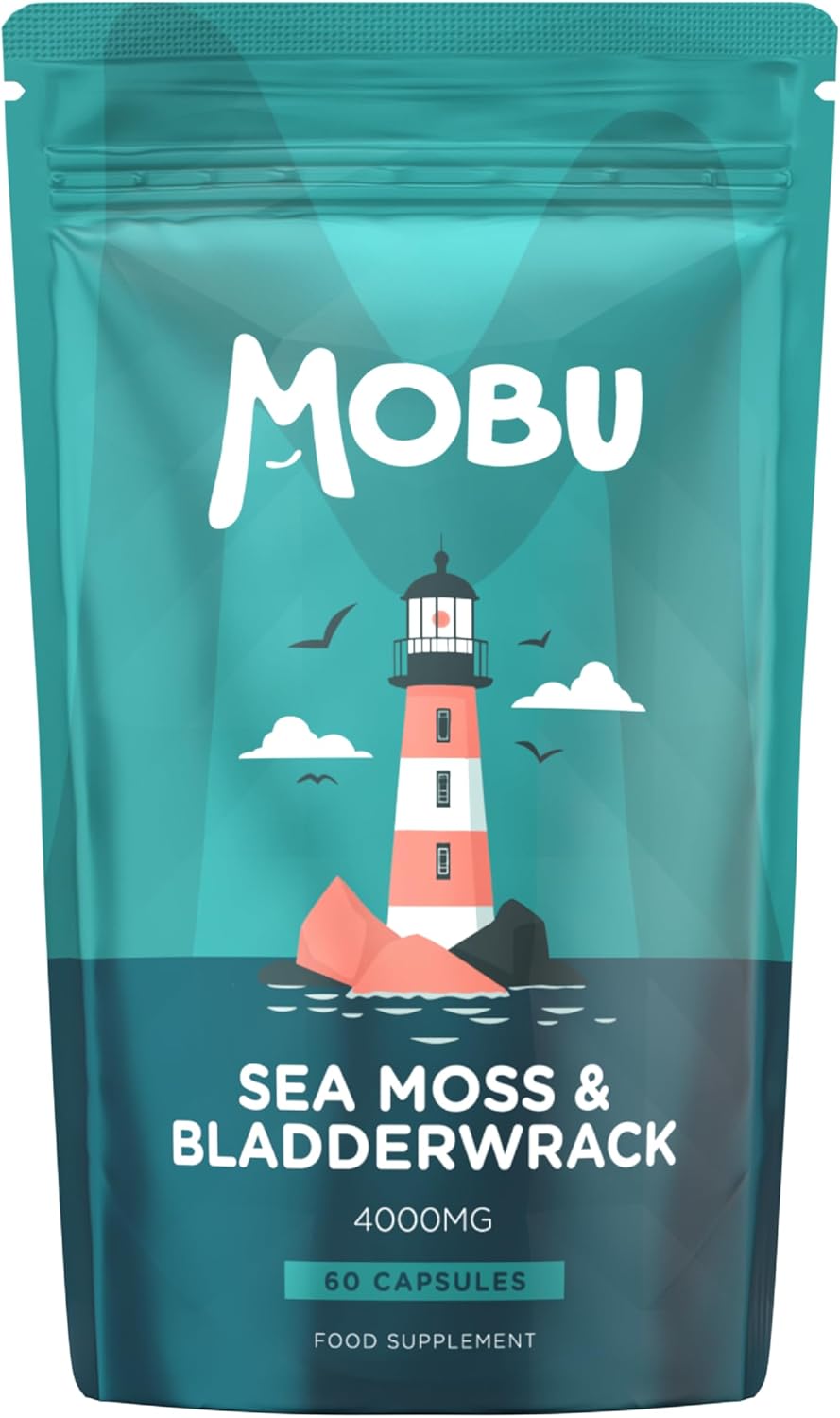 Irish Sea Moss 4000mg with Bladderwrack - 60 Capsules - Vegan Friendly - Sustainably Sourced Seamoss Supplement - UK Made MOBU