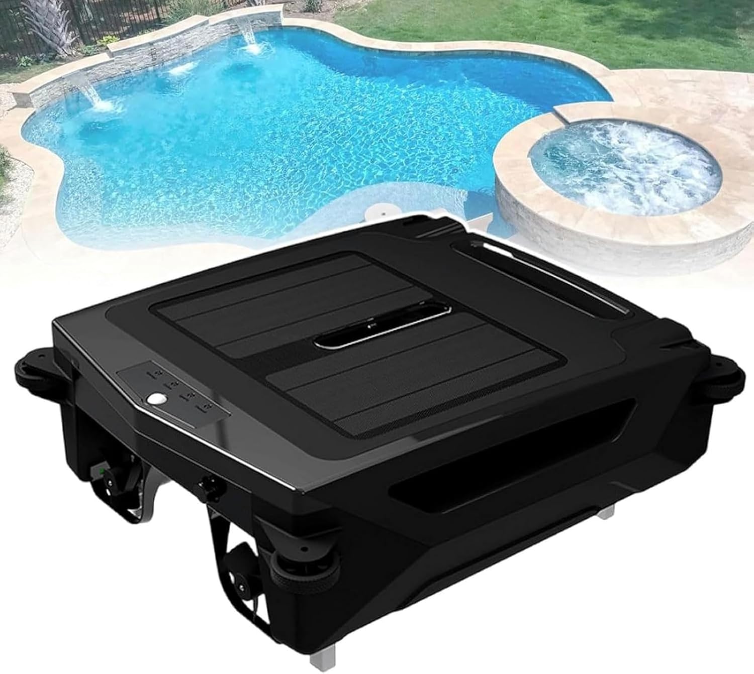 GHRERTX Automatic Pool Skimmer Cleaner Robot,Pool Cleaner Robot,Solar Pool Skimmer Basket Cleaner Robotic with Automatic Obstacle Avoidance Dual Charging Options,80㎡ 450um,for Home Use