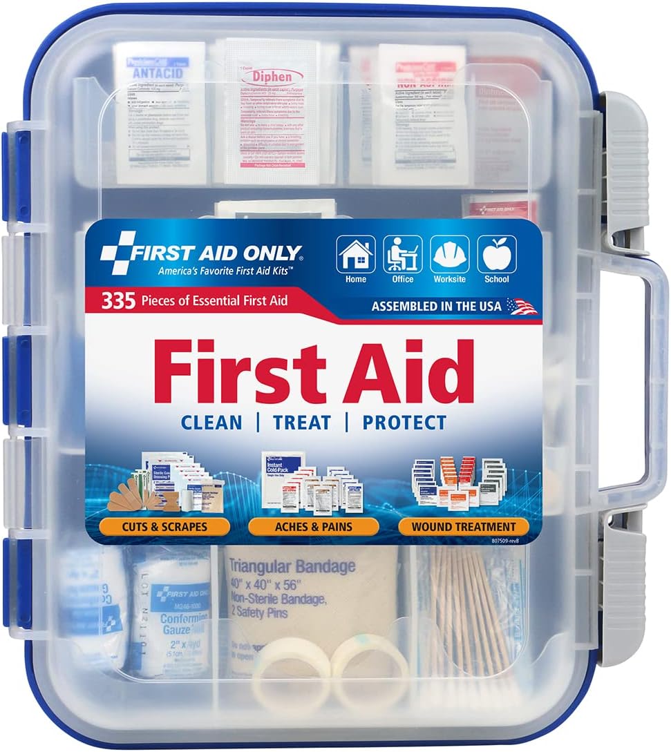 First Aid Only 91247 OSHA-Compliant First Aid Kit, All-Purpose 100-Person Emergency First Aid Kit for Business, Worksite, Home, and Car, 335 Pieces