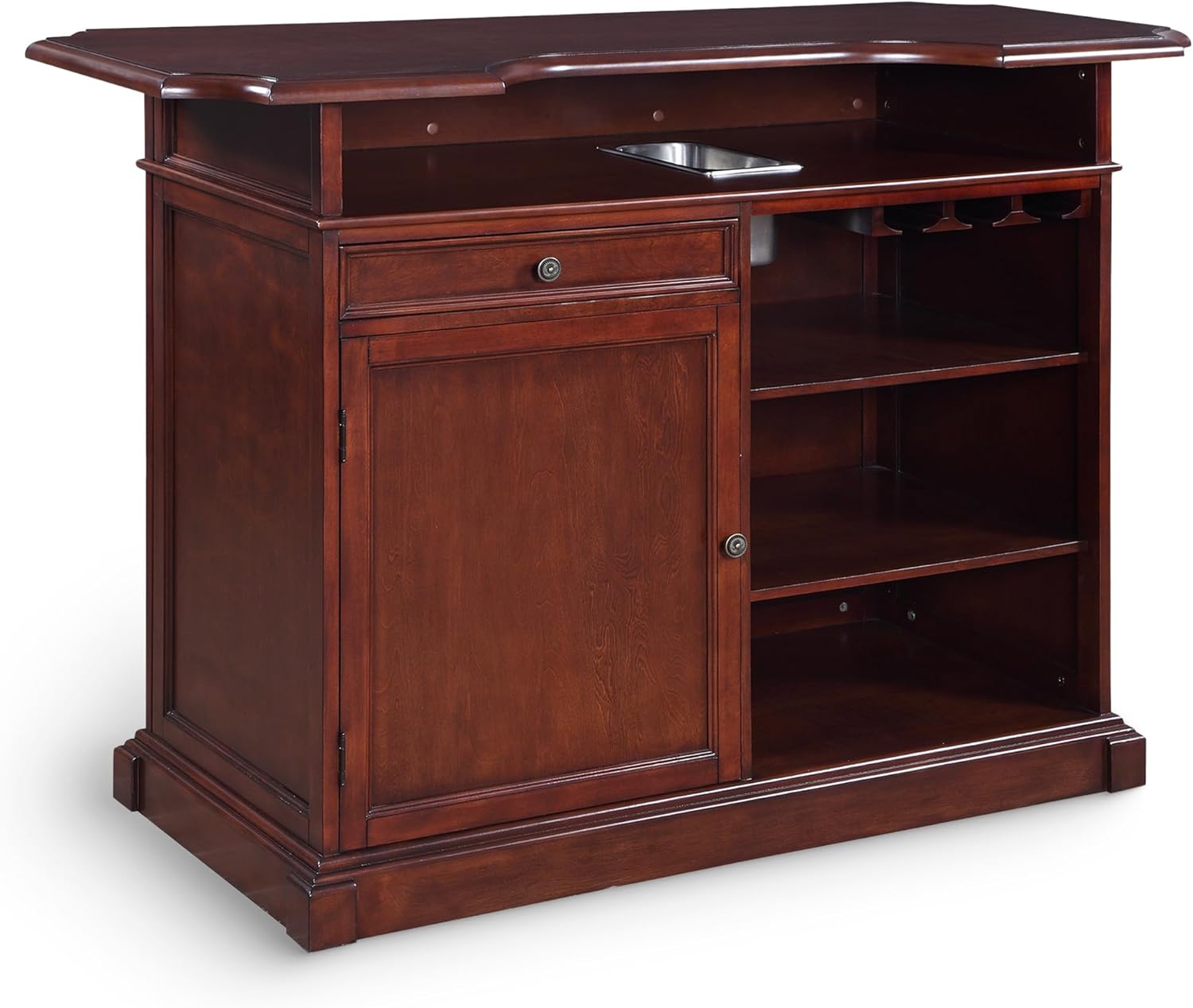 Hathaway Ridgeline 60-in Hardwood Home Bar with Storage - Mahogany Finish