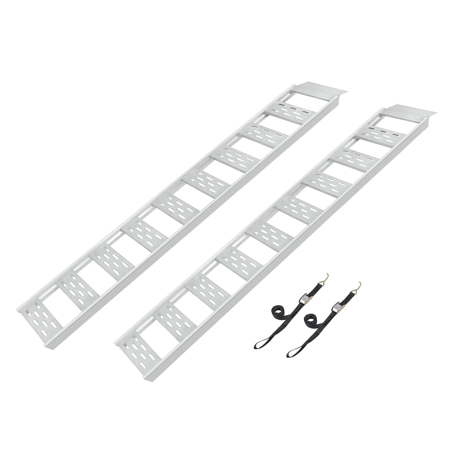 CARGOSMART Aluminum Straight Fixed Ramp with Treads (2pk) - Easily and Safely Load and Unload Light Equipment, Lawn Tractors, ATVs and More, 1,250 lb. Capacity, 12" W x 78" L