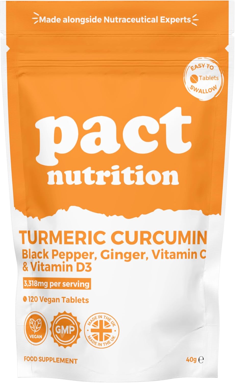 Turmeric Tablets 2000mg – High Strength with Black Pepper, Ginger, Vitamin D3 & C – 120 Vegan Tablets – Joint & Immune Support – UK Made