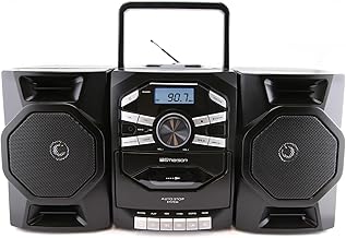Emerson Portable CD Player Boombox with Cassette Player, Tape Recorder, AM/FM Radio, MP3 AUX Input, Detachable Speakers, AC/DC & Battery Operated – Stereo System for Home, Travel, Indoor & Outdoor Use