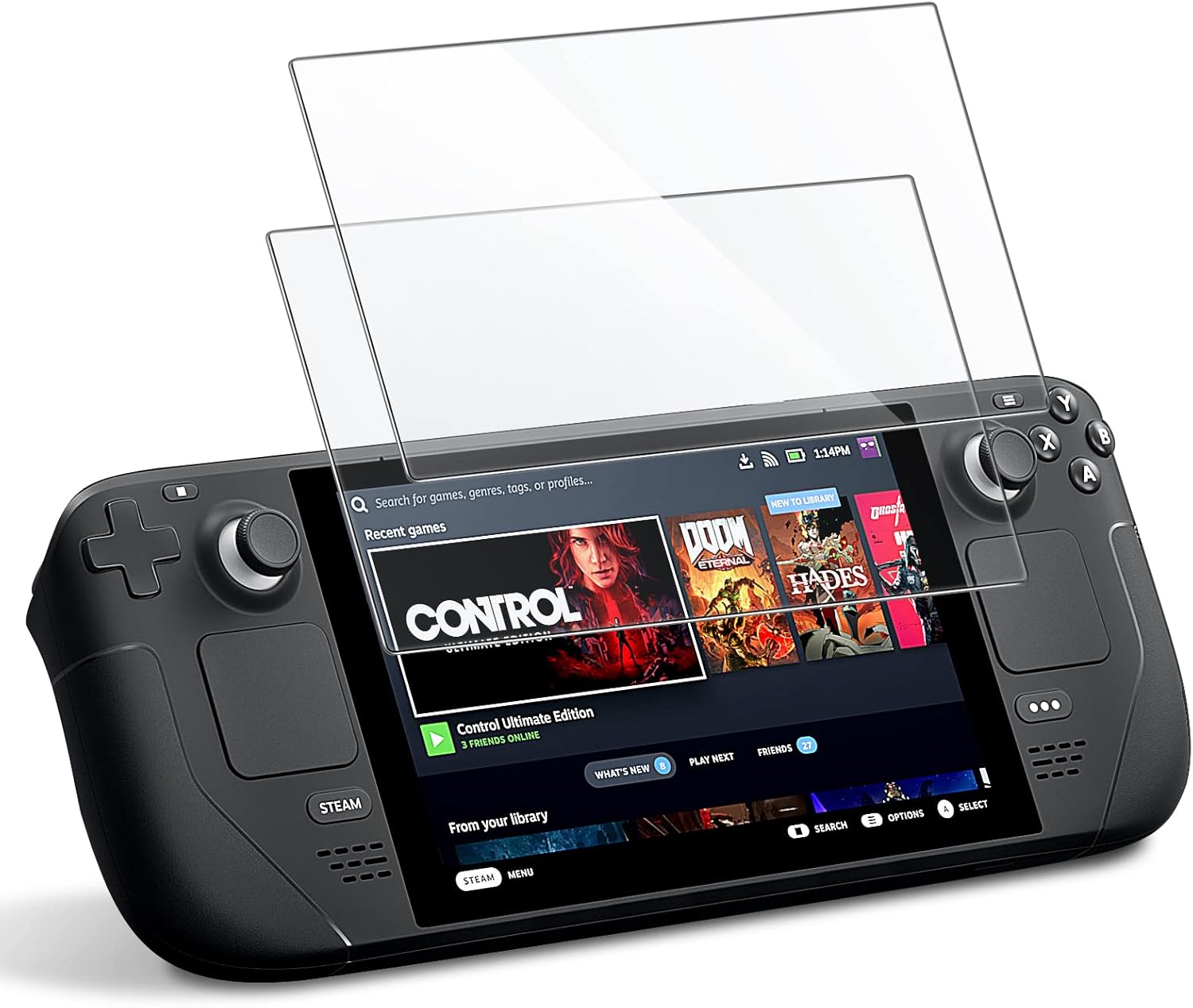 JETech Screen Protector for Steam Deck OLED 7.4-Inch (2023), Steam Deck 7-Inch (2021&2022), 9H Tempered Glass Film, Anti-Scratch HD Clear, 2-Pack