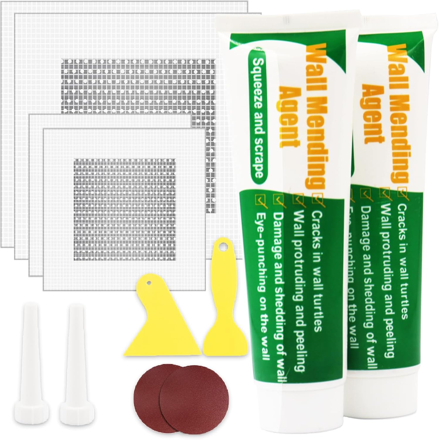 Drywall Repair Kit, Spackle Wall Repair Patch Kit,2 in,4in Wall Mending Agent Quick and Wall Surface Hole Fill Quick and Easy Solution