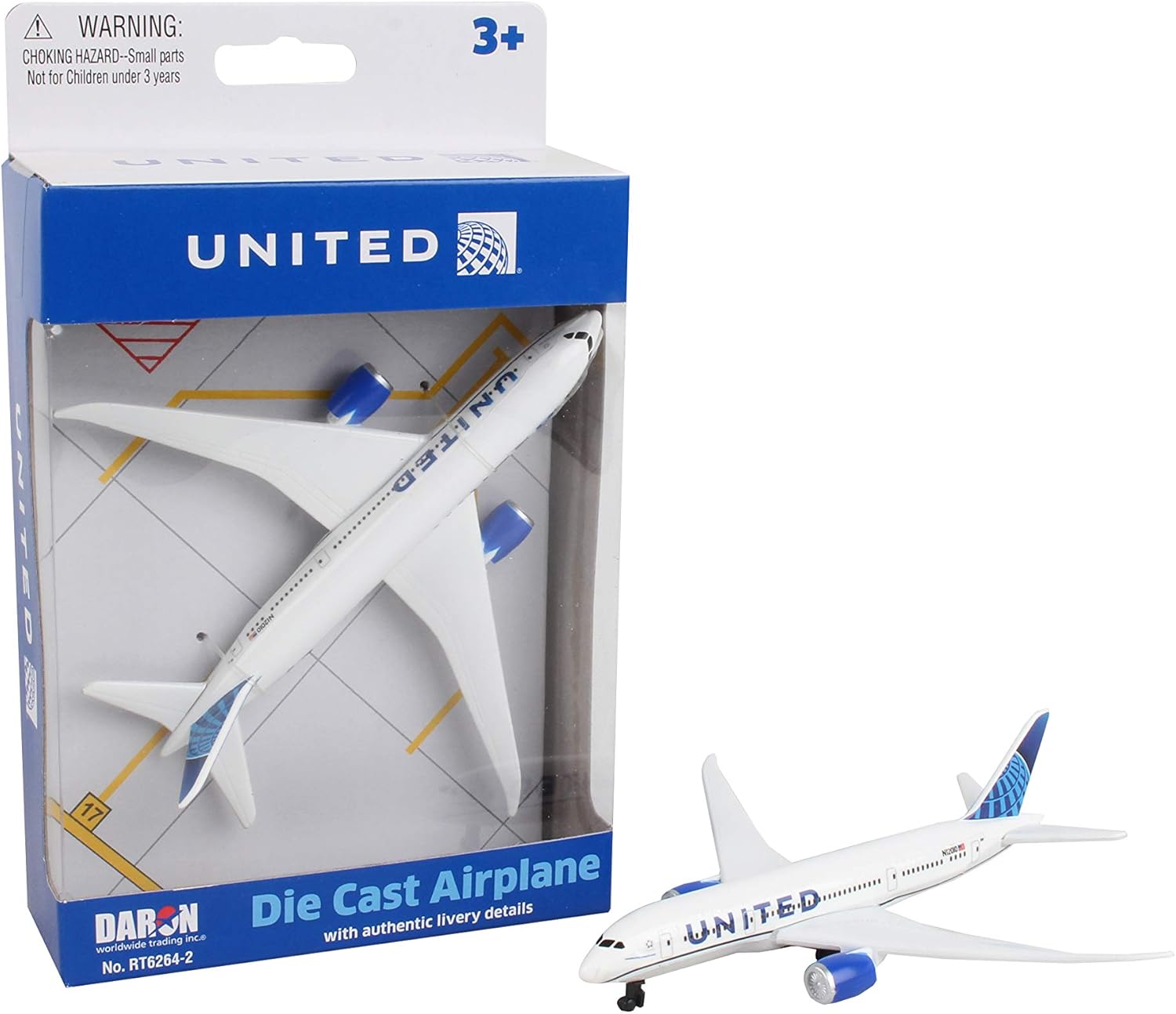 Daron Toy Airplane – United Airlines – Die-Cast Metal Model Airplane Toy with Plastic Parts for Kids Ages 3+
