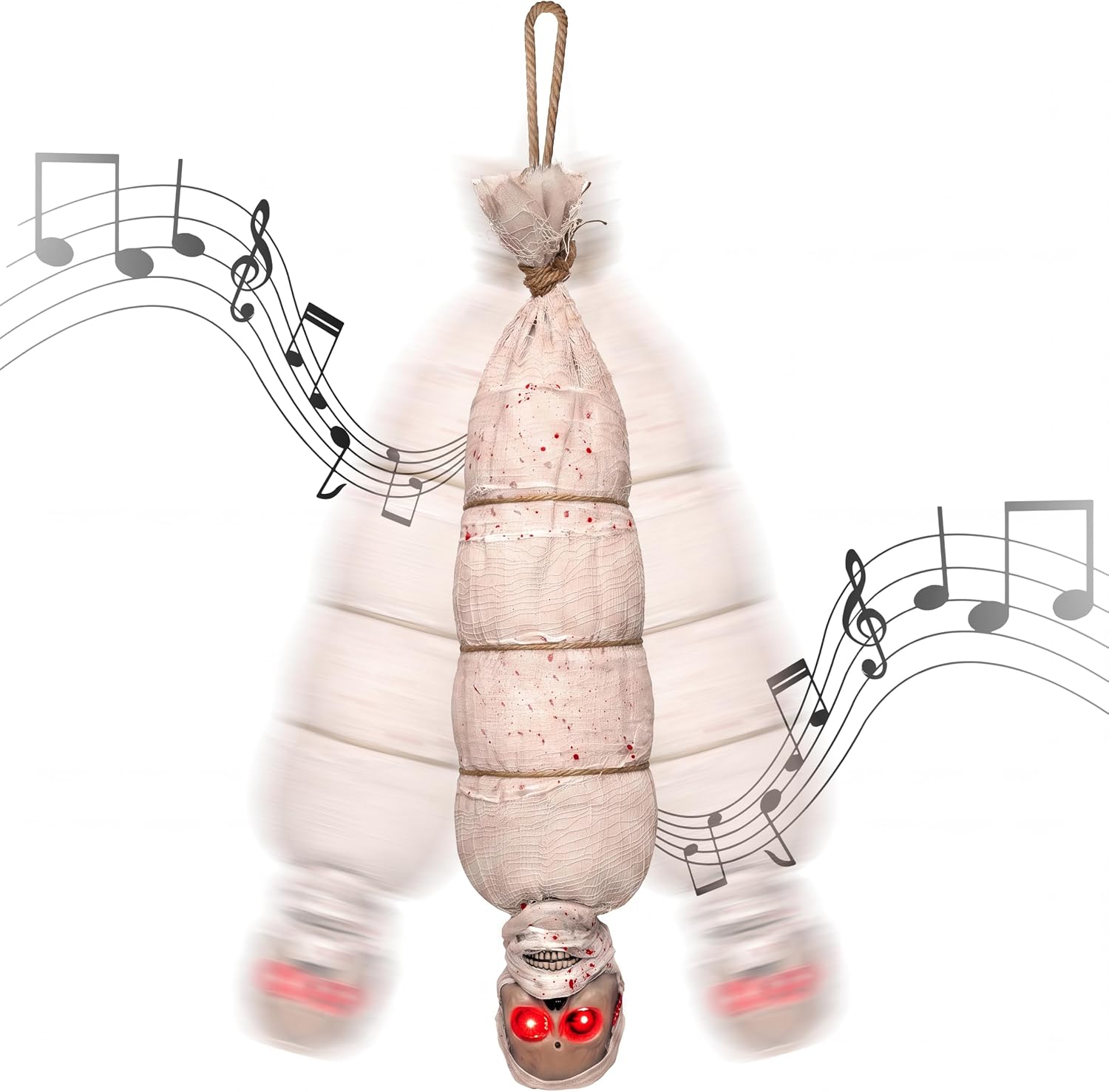 JOYIN 35" Halloween Animated Hanging Corpse with LED Light Up Eyes & Sound Effect for Indoor and Outdoor Decorations