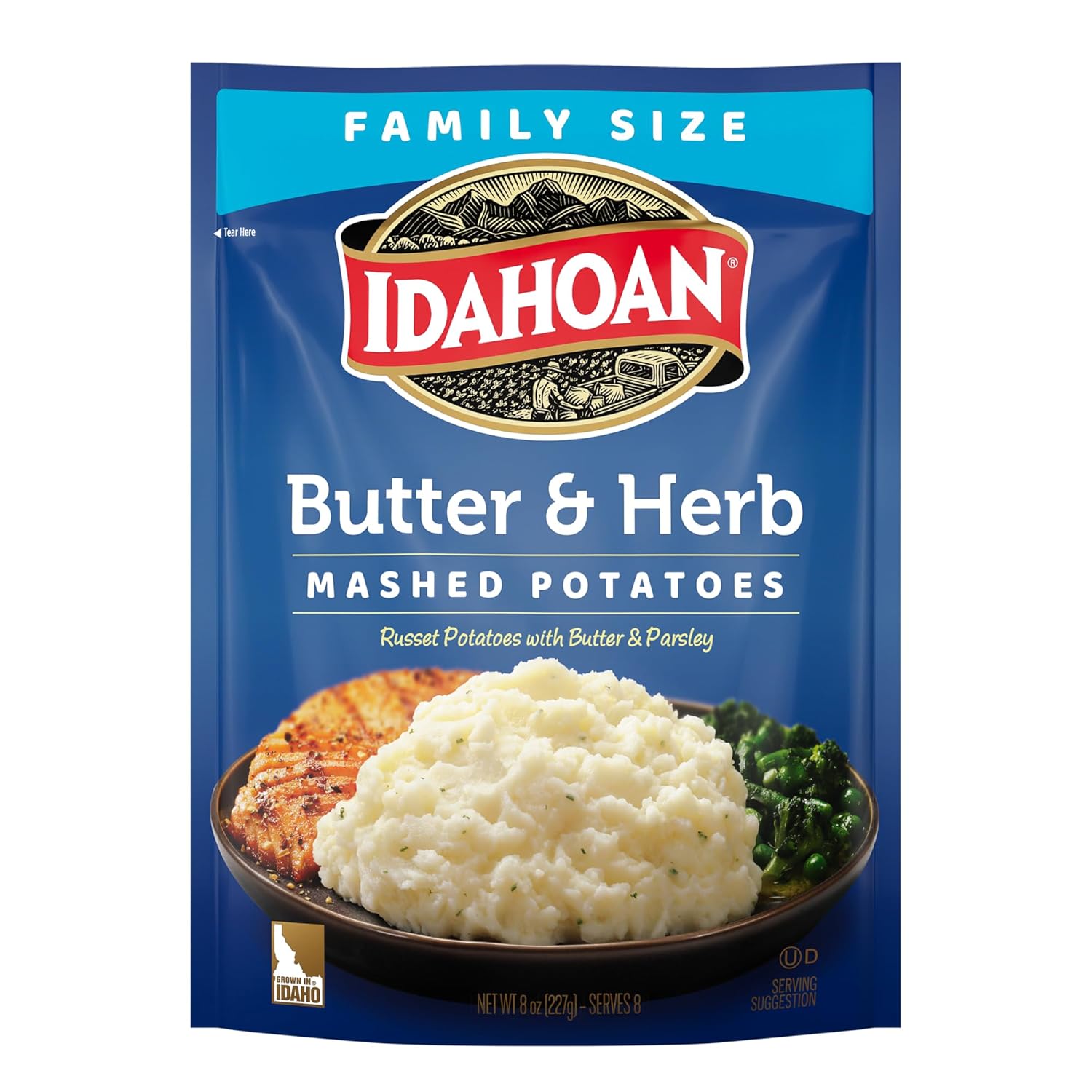 Idahoan Butter & Herb Mashed Potatoes Family Size, 8 oz (Pack of 8)