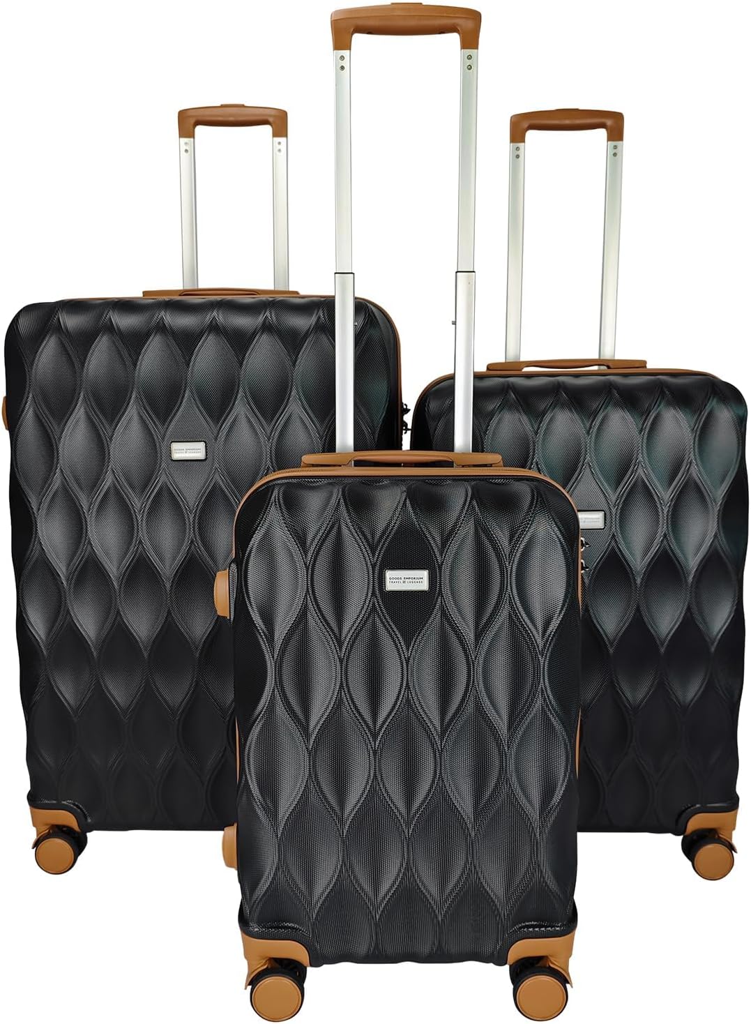 Suitcase Set of 3 Suitcases - Luggage Sets 3 Piece Hardshell - Lightweight Suitcase Sets with Lock - Large Medium Small Suitcases 4 Wheels Case and Hand Luggage set (Black - Brown, Set of 3)