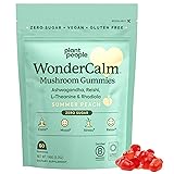 Plant People WonderCalm Mushroom Gummies - Natural Ashwagandha Supplement to Ease Stress & Boost Mood for Adults without Sugar, Gluten or Artificial Colors, Vegan-Friendly, Peach Flavor, 60 Count
