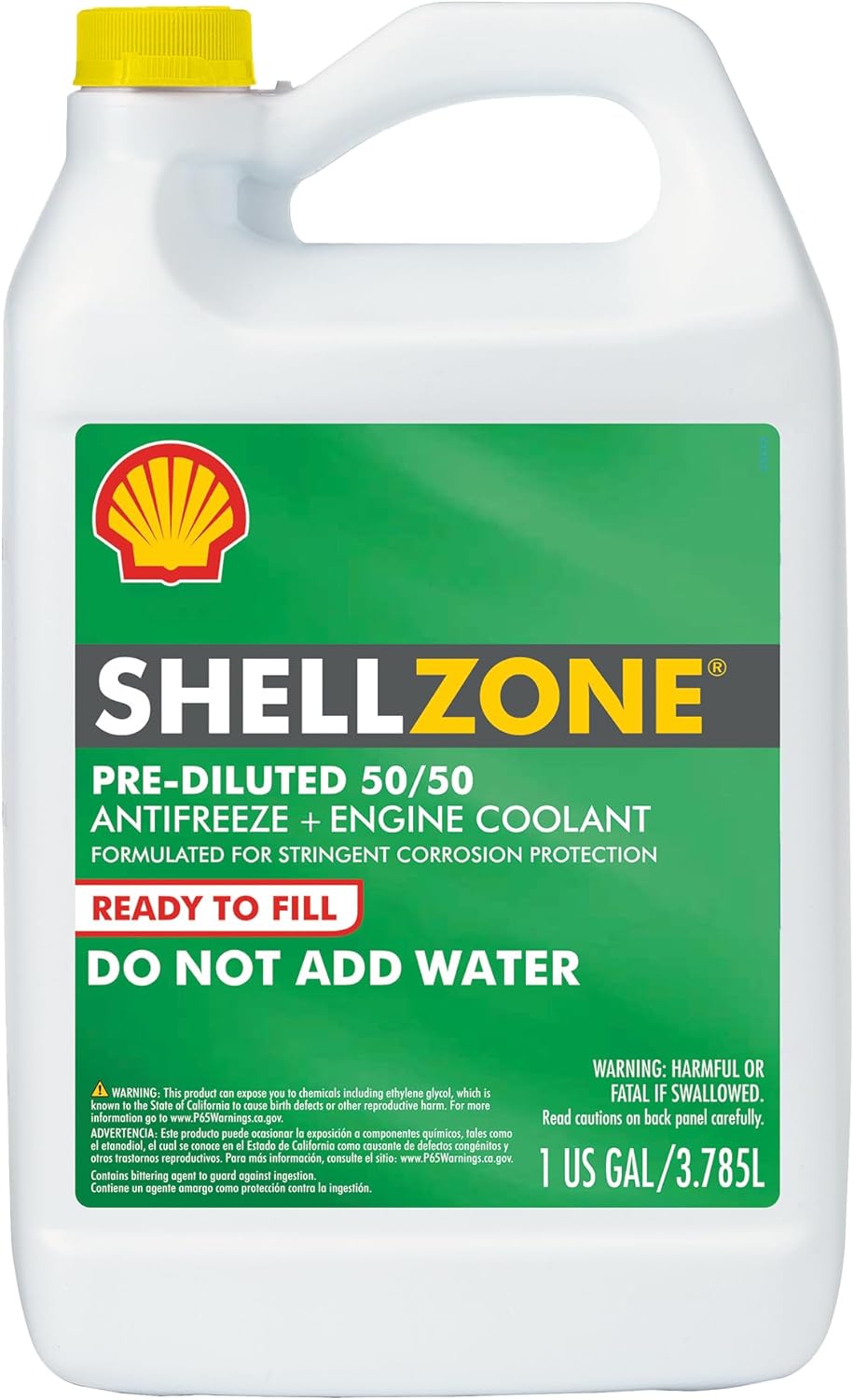 Shellzone 50/50 Pre-Diluted Antifreeze + Coolant (1 Gallon, Single Pack)