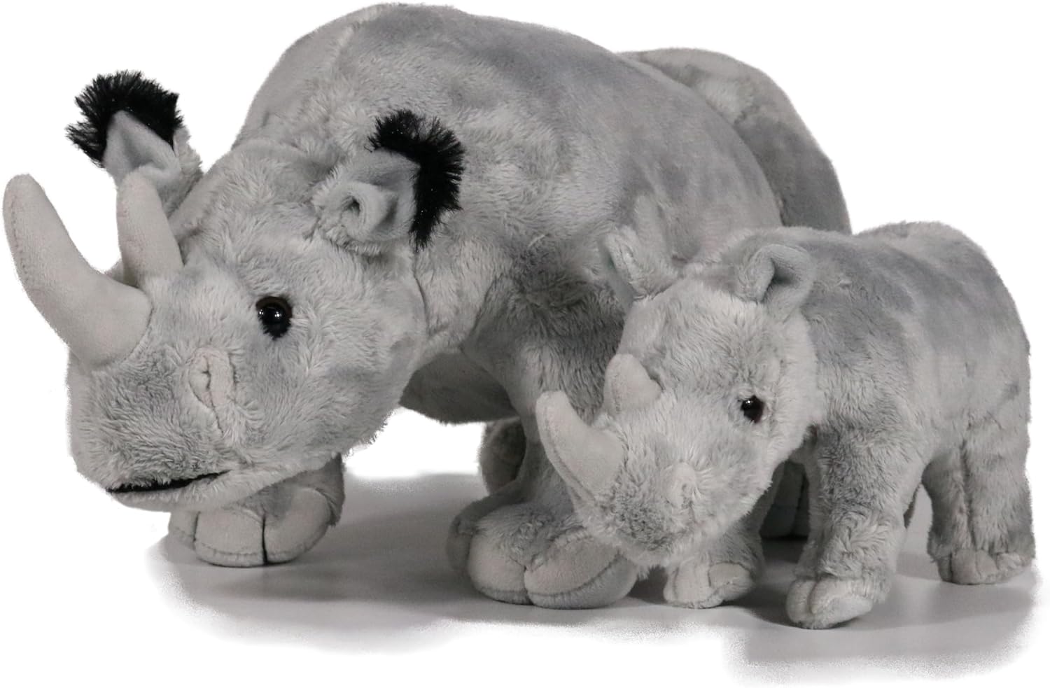 ICE KING BEAR Mom and Baby Stuffed Animals Soft Toy Set Zoo Wild Animals Plush (Rhino)