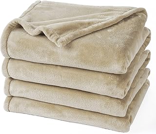 PHF Ultra Soft Fleece Blanket King Size, No Shed No Pilling Luxury Plush Cozy 300GSM Lightweight Blanket for Bed, Couch, Chair, Sofa Suitable for All Season, 108" x 90", Khaki