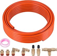 Air Line Kit for Air Spring Bag Suspension with Fittings, 25 FT PA Hose Truck Airbag Line with 1/4 NPT DOT Air Fittings, Replacement Valve for Airbag Suspension in Semi Truck Trailer