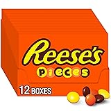 REESE'S PIECES Peanut Butter in a Crunchy Shell, Candy Boxes, 4 oz (12 Count)