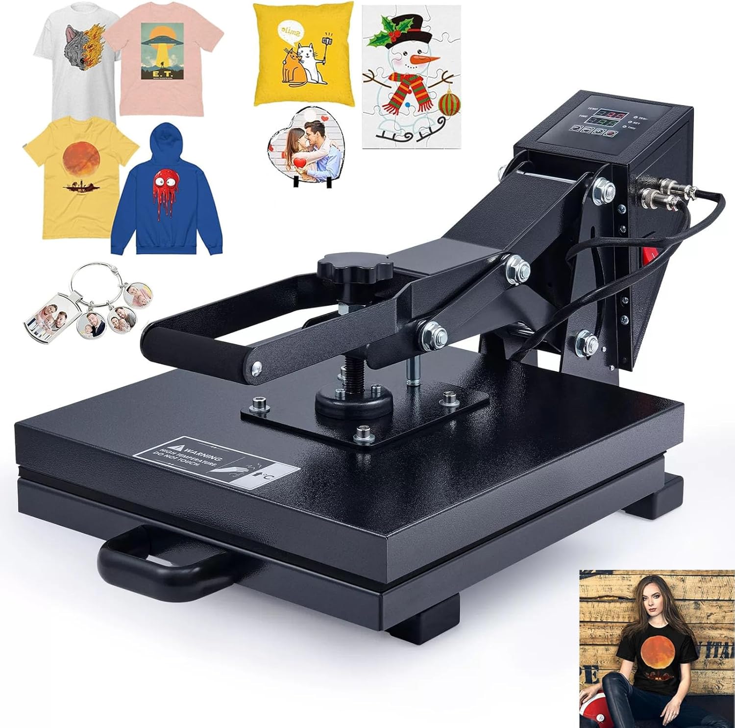 38x38cm Heat Press Machine for T Shirt, 1400W Heat Press with Digital Control Dual Heating Tubes, 220V Multipurpose Heat Transfer Machine for Pillows Mouse Pads Tote Bags