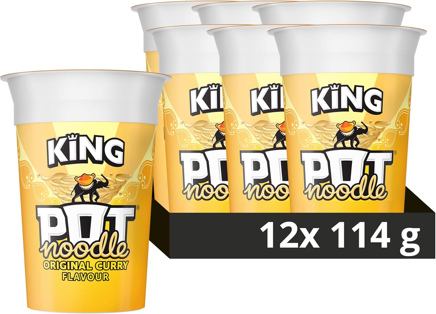 Pot Noodle Original Curry King Pot Noodle instant vegetarian snack quick to make noodles 12x 114 g