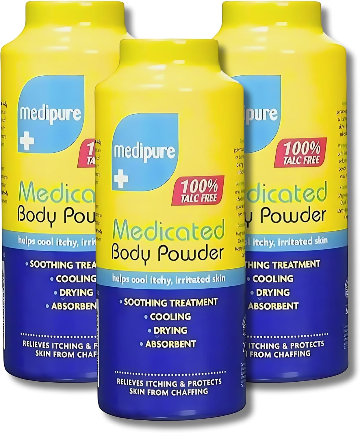 Medipure Medicated Body and Baby Powder - 100% Talc-Free Skin Protection and Soothing Relief, 3 Pack - Gentle, All-Natural Formula for All-Ages Care, Ideal for Sensitive Skin