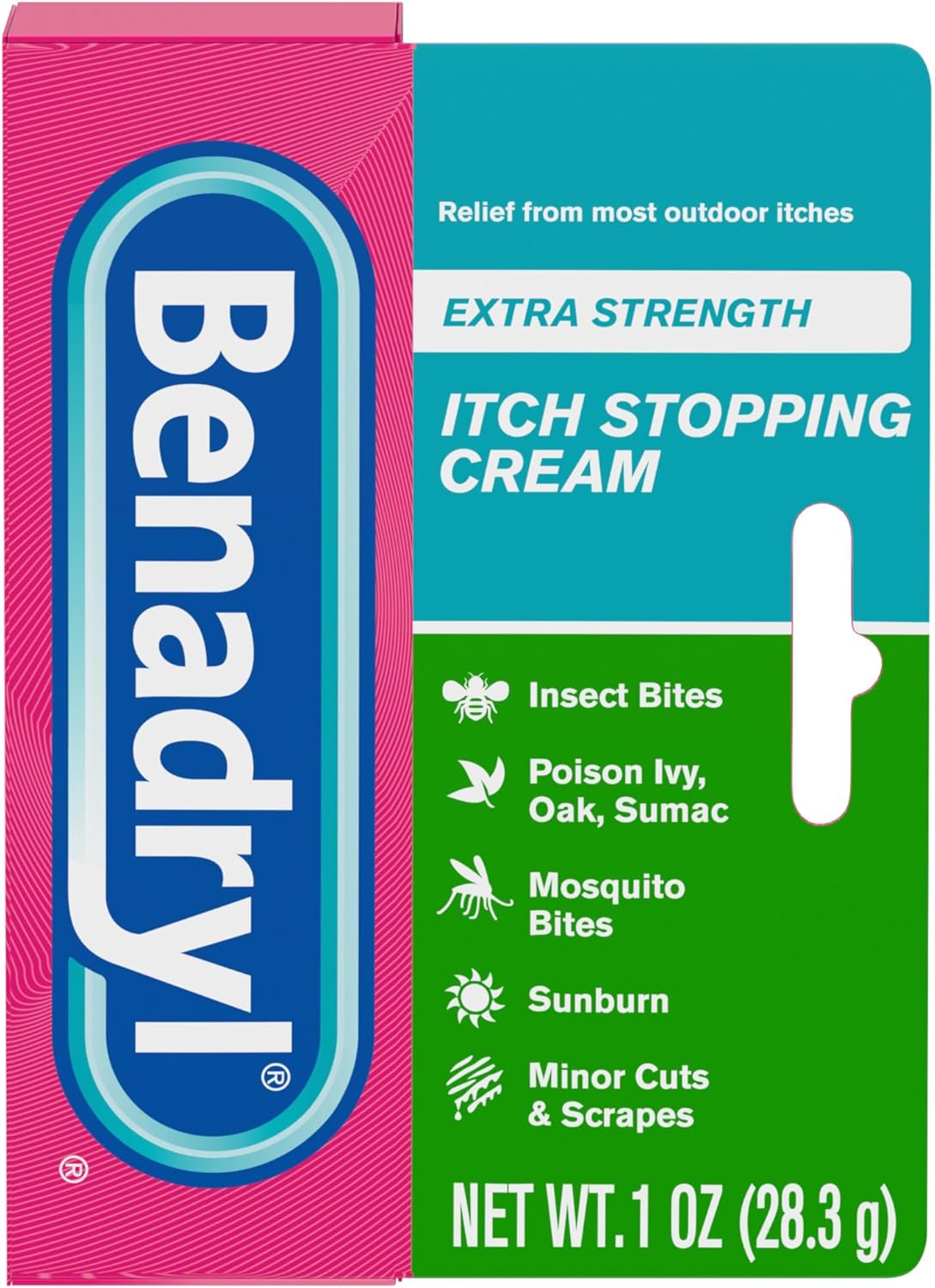 Benadryl Extra Strength Anti-Itch Topical Cream with 2% Diphenhydramine HCI for Itch Relief of Outdoor Itches Associated with Poison Ivy, Insect Bites & More, 1 fl oz