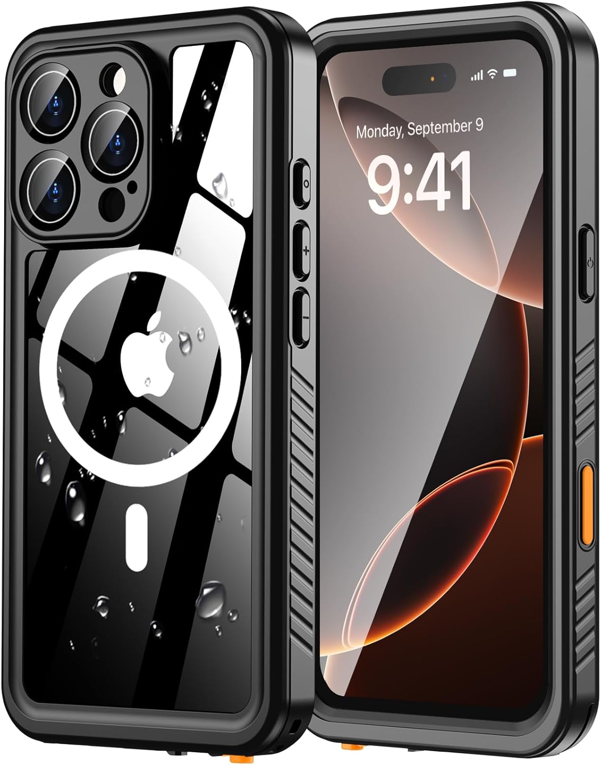 Oterkin Magnetic for iPhone 16 Pro Case[IP68 Waterproof][Built in Screen & Lens Protector][Fit for Magsafe]360° Full Body Sealed Protective Dustproof Shockproof Underwater Case for iPhone 16 Pro,Black