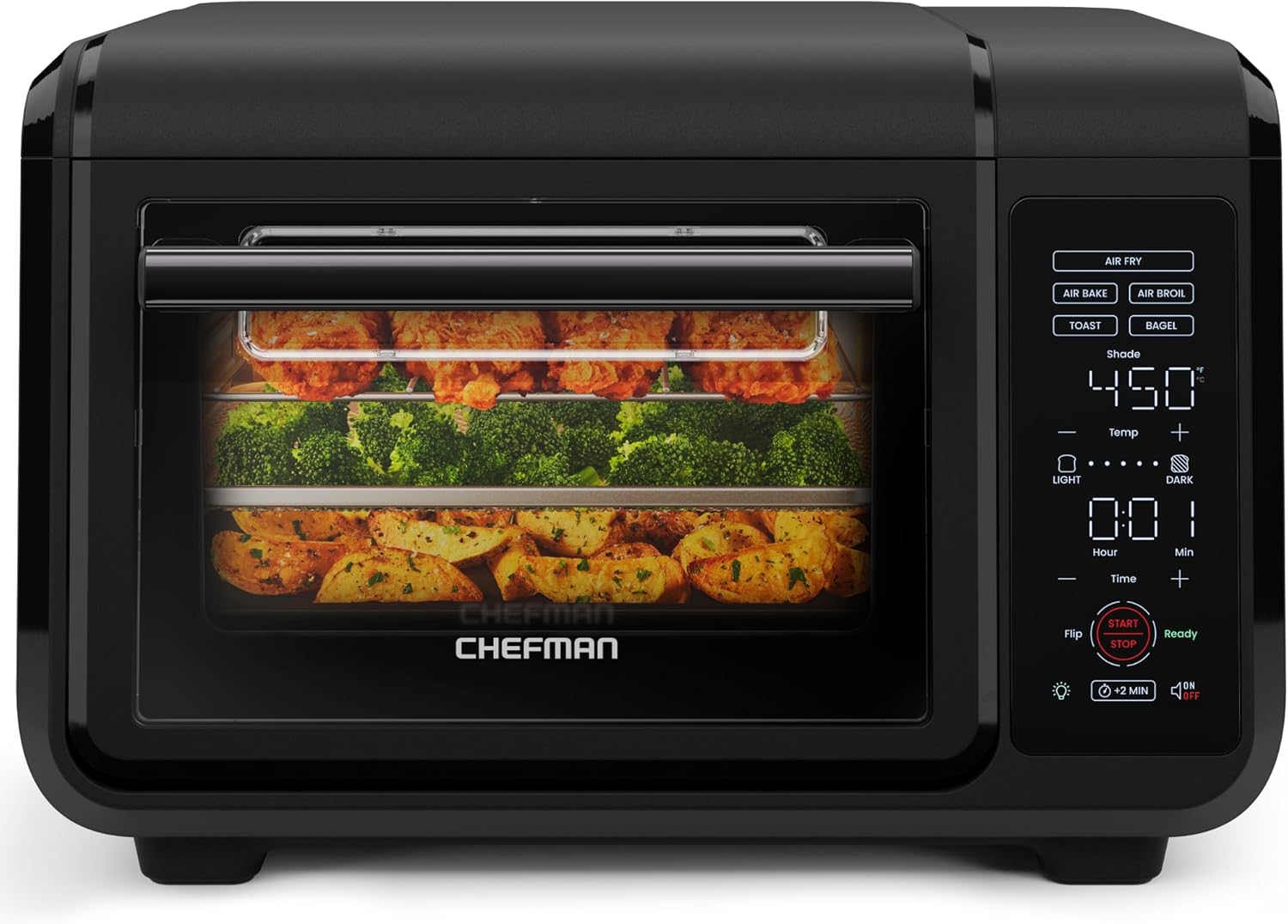 Chefman Air Fryer Toaster Oven Combo, 15 Qt. Countertop Oven for Quick & Healthy Meals, Bake, Broil, Air Fry, Toast, and Bagel Functions, 450°F Max Temp, 4 Slice Toaster Oven Air Fryer Combo – Black