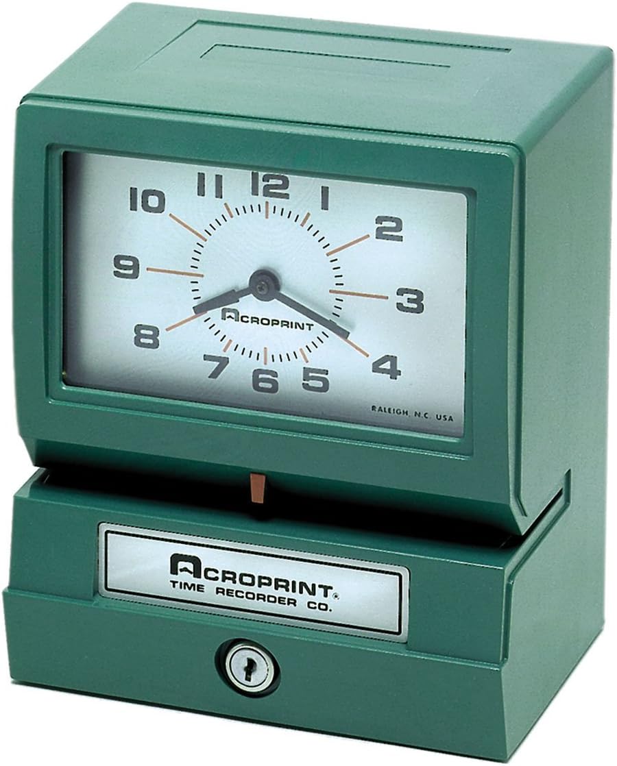 Acroprint 150AR3 Heavy Duty Automatic Time Recorder for Day of The Week, Hour (1-12) and Minutes Time Clock