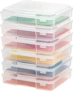 IRIS USA Portable Board Game Organizer Plastic Project Storage Case Box with Snap-Tight Latch, 6-Pack, Fits 8.5" x 11" Papers, for Games Puzzle Magazine Document Craft Hobby Art Supplies, Thick, Clear