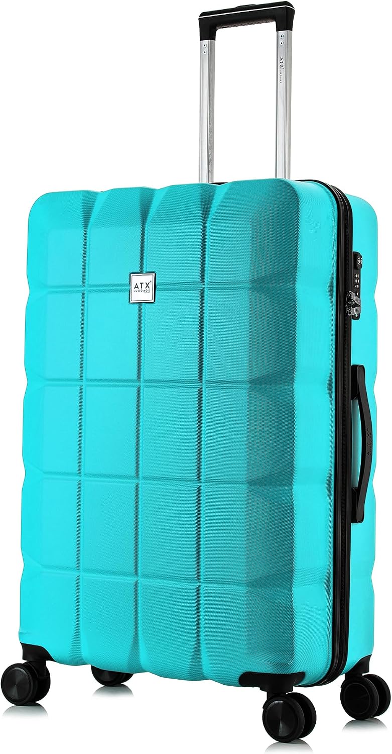 ATX 28 Inch Suitcase Large 110L – Lightweight Hard Shell Checked Luggage, 4 Wheels, TSA Lock, 30KG Capacity, Mint Green