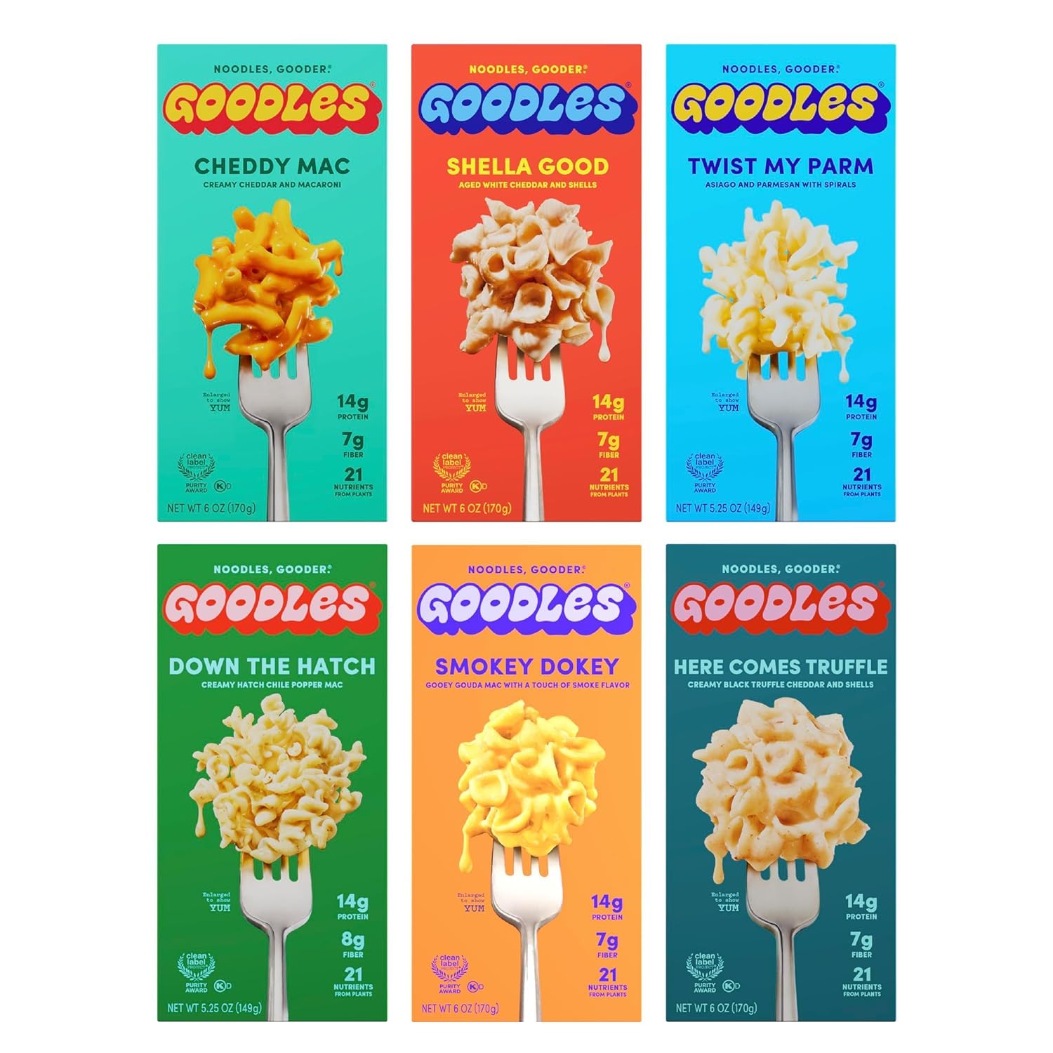 GOODLES Mac & Cheese Assortment 6-Pack, 5.25-6oz - 14g Protein