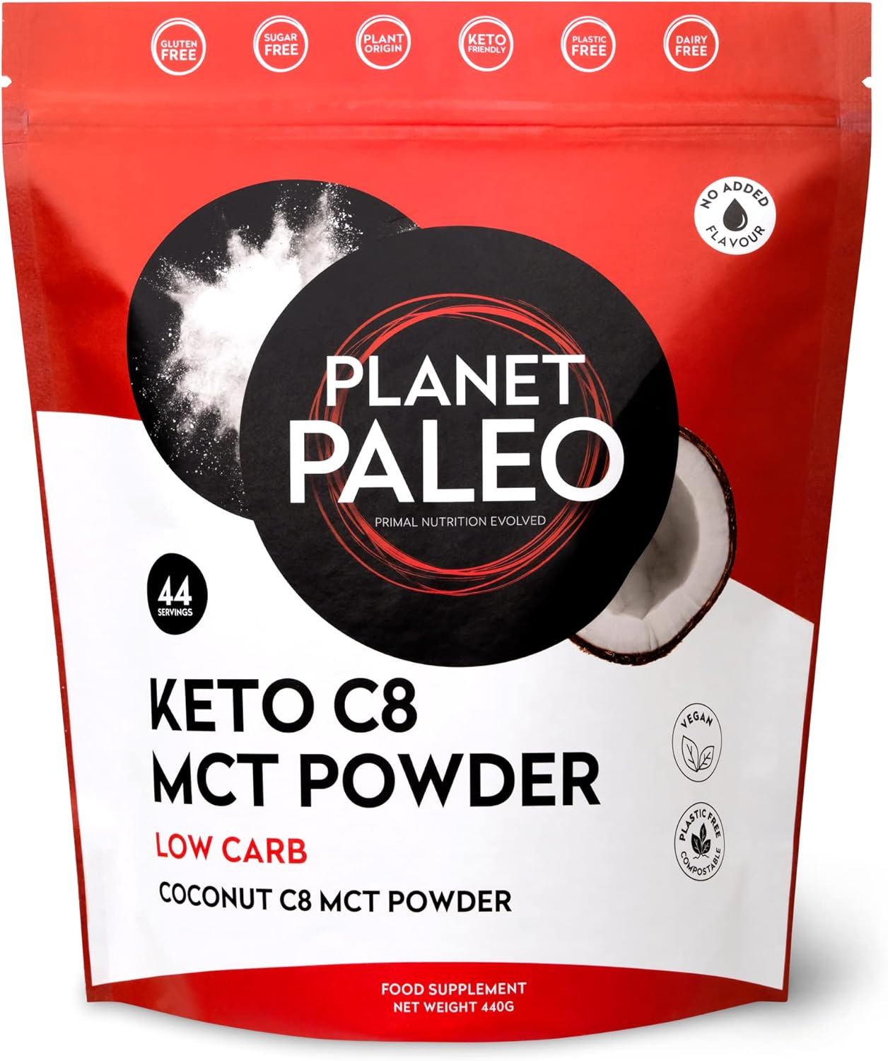 Planet Paleo Keto Collagen - High Protein, Low Carb, Coffee Creamer, Neutral-Tasting Ketongenic Boost (C8 MCT, 220g)