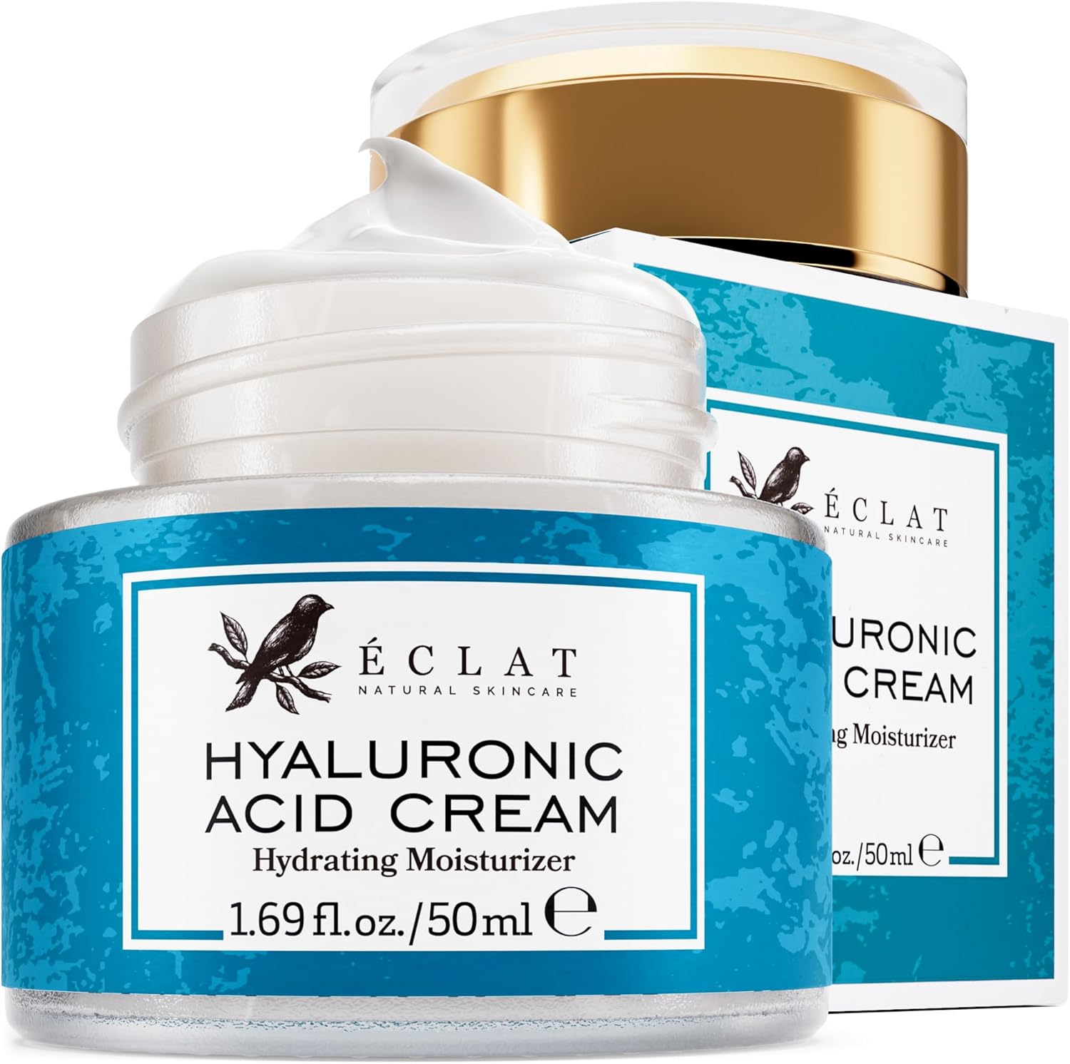 Eclat Skincare Hyaluronic Acid Moisturizer – Anti Aging Face Cream with Vitamin C, Hydrating Facial Moisturizer for Women & Men - Anti Wrinkle Day & Night Cream - Hyaluronic Acid Face Lotion 50 ml