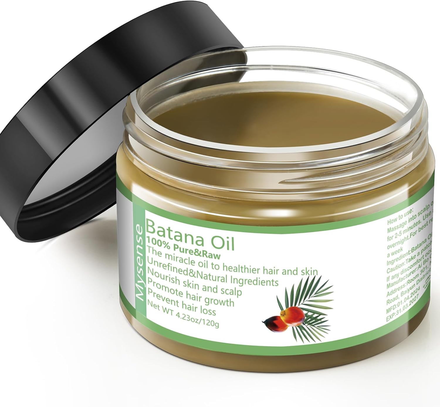 Mysense Raw Batana Oil for Hair Growth, 100% Pure Unrefined Dr. Sebi Hair Growth Oil, Scalp and Hair Care for Women & Men, Prevent Hair Loss, Promote Hair Thickness