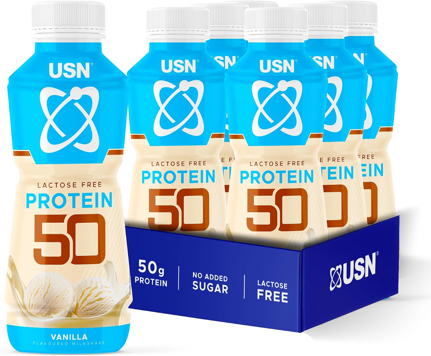 USN Protein 50 Ready-to-Drink High Protein Shake I Vanilla I 6 x 500ml