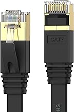 Cat 7 Ethernet Cable 25 ft High Speed 10Gbps 600MHz, Shielded Ethernet Cord, LAN Cable with RJ45, Weatherproof Flat Internet Network Patch Cord, Fast LAN Wire for Gaming, PS5/4/3, Xbox, Modem, Router