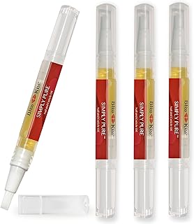 Bliss Kiss | Fragrance Free 4 Nail Oil Cuticle Pens w/Vitamin E & Jojoba⏤Nail Strengthener Nail Growth Serum for Brittle, Peeling, Breaking, Thin nails