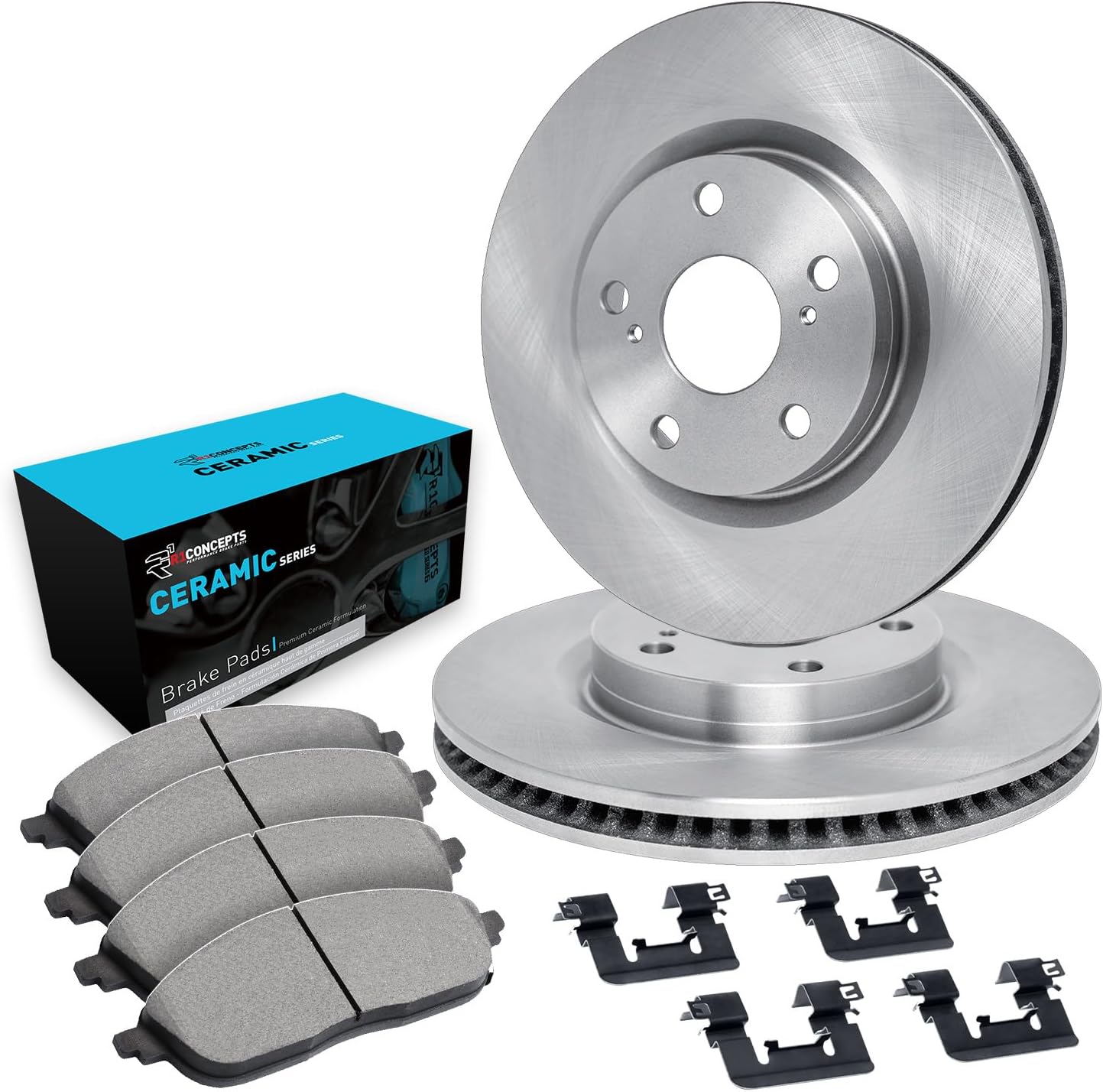 R1 Concepts Front Brake Kit For 2017-2020 Hyundai Elantra| Blank Brake Rotors| Ceramic Brake Pads and Rotors Kit| Hardware included