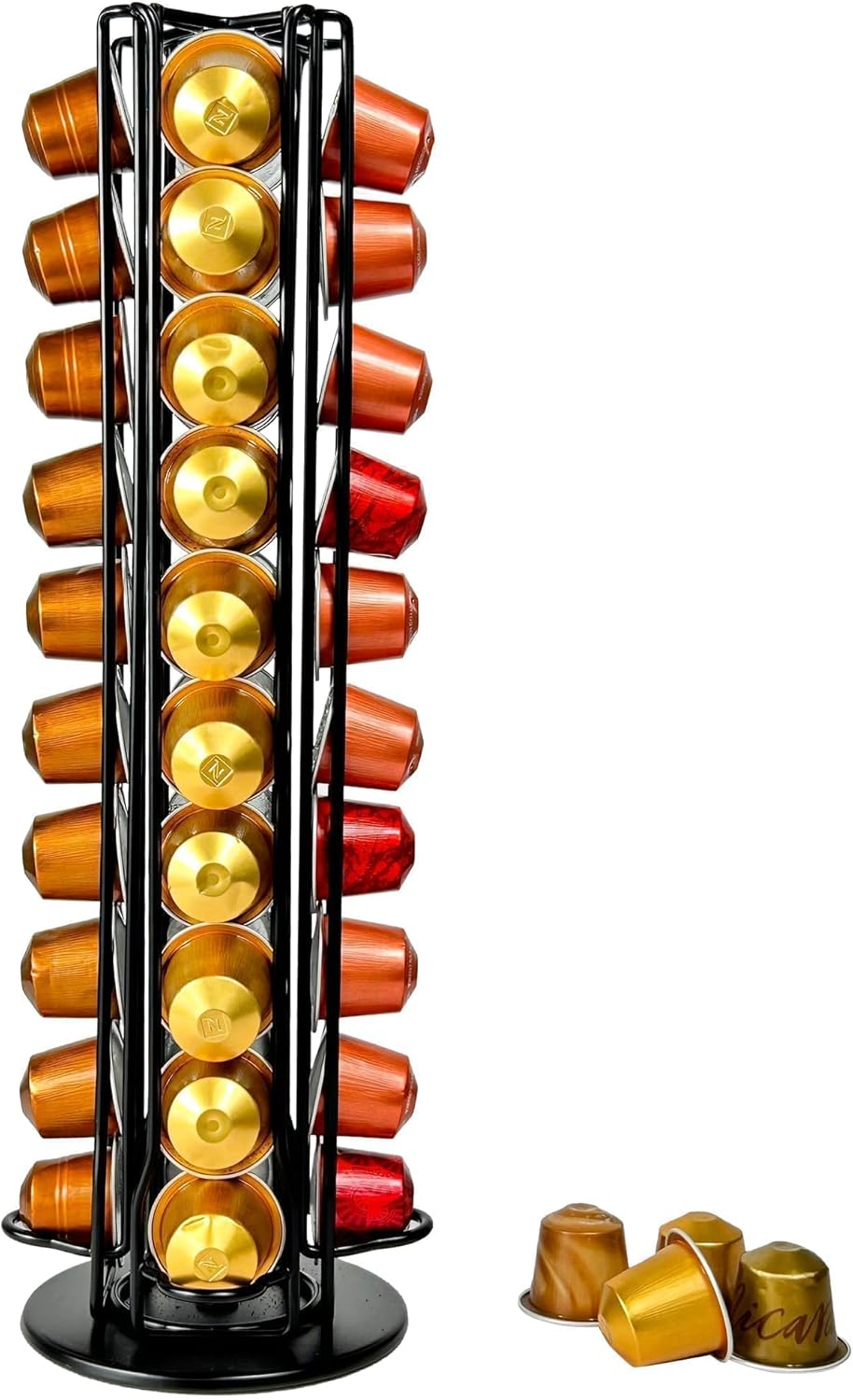 Coffee Pod Holder for Nespresso OriginalLine Capsules, Large Compacity Nespresso Capsule Holder, Coffee Pod Stand Holding 40 Small Nespresso Pods, Nespresso OriginalLine Organizer, Black