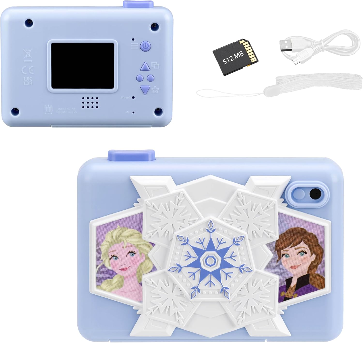ekids Disney Frozen Kids Camera with SD Card, Digital Camera for Kids with Video Recording, Built-in Digital Stickers for Fans of Frozen Toys