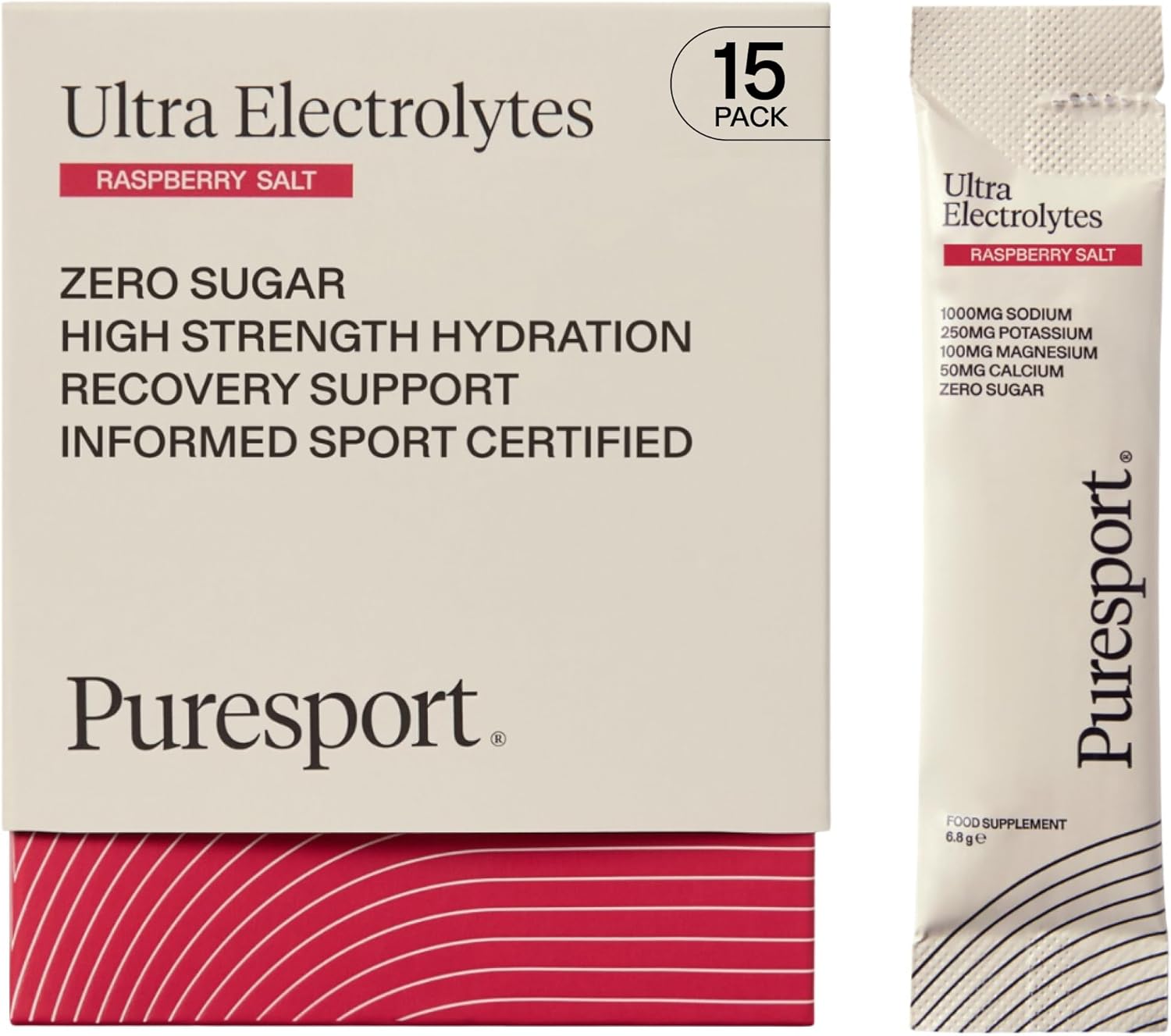 Puresport Ultra Electrolytes Hydration Raspberry Salt (15 Pack) | High Performance Sugar Free Electrolytes Powder | 1000mg Sodium | Electrolyte Sachets to Optimise Hydration/Support Muscle Function