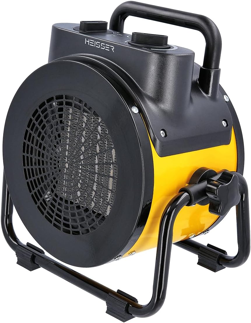 HEISSER Industrial 2000W Fan Heater – Portable Electric Space Heater for Home, Garage & Workshop | Adjustable Thermostat, Low Energy Ceramic Heater with Overheat Protection