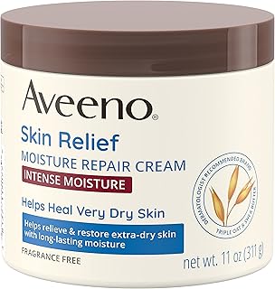 Aveeno Skin Relief Intense Moisture Repair Body Cream with Triple Oat & Shea Butter Formula, Helps Relieve & Restore Extra-Dry Skin with Long-Lasting Moisture, Fragrance-Free, 11 oz