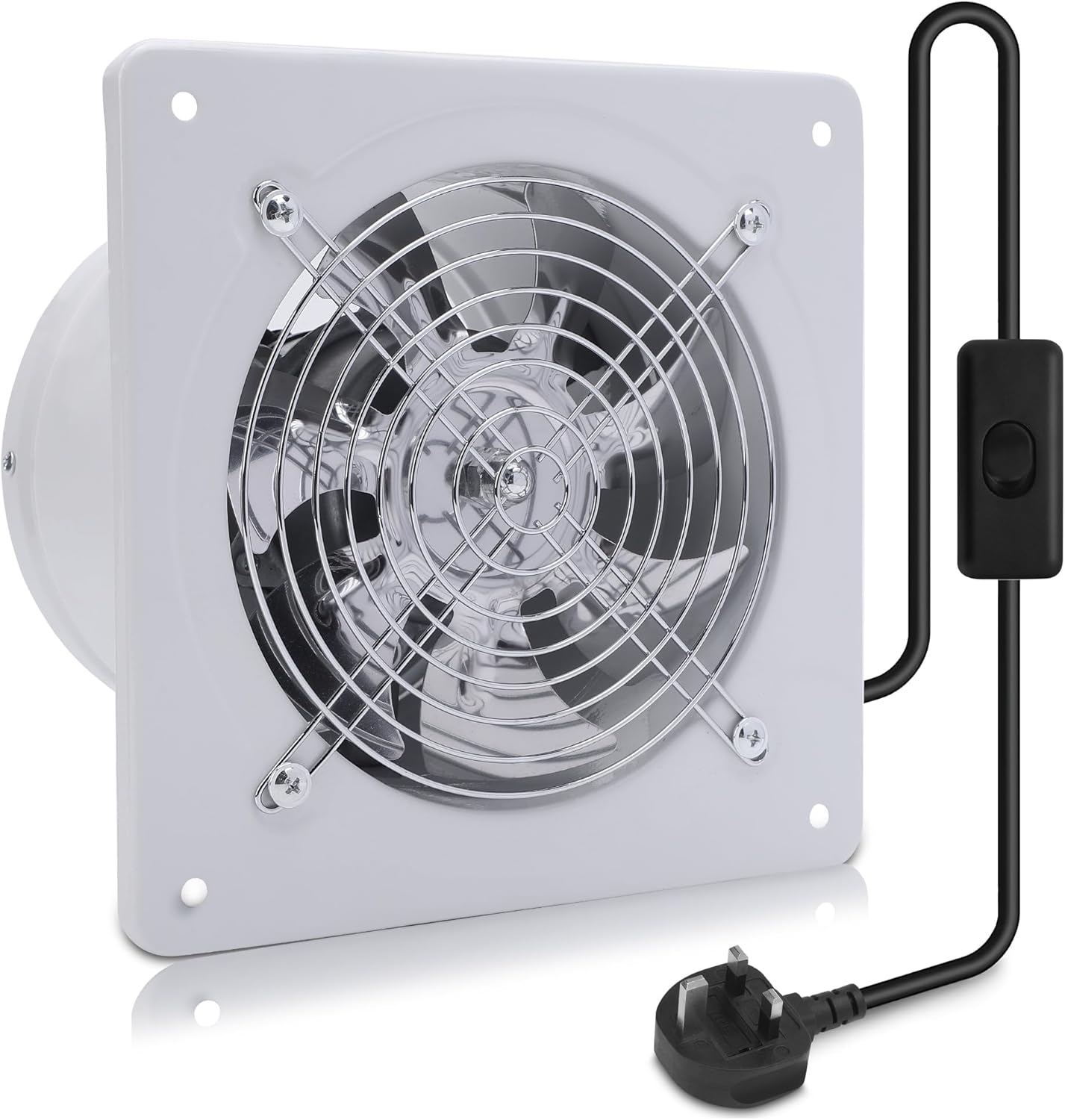 MEKOTRIN 4 Inch/100 mm Extractor Fan Kitchen, Wall Mounted Exhaust Fan Industrial Ventilation Fan with Switch Easy to Use for Kitchen Restaurant Warehouse Garage Bathroom Window(White)