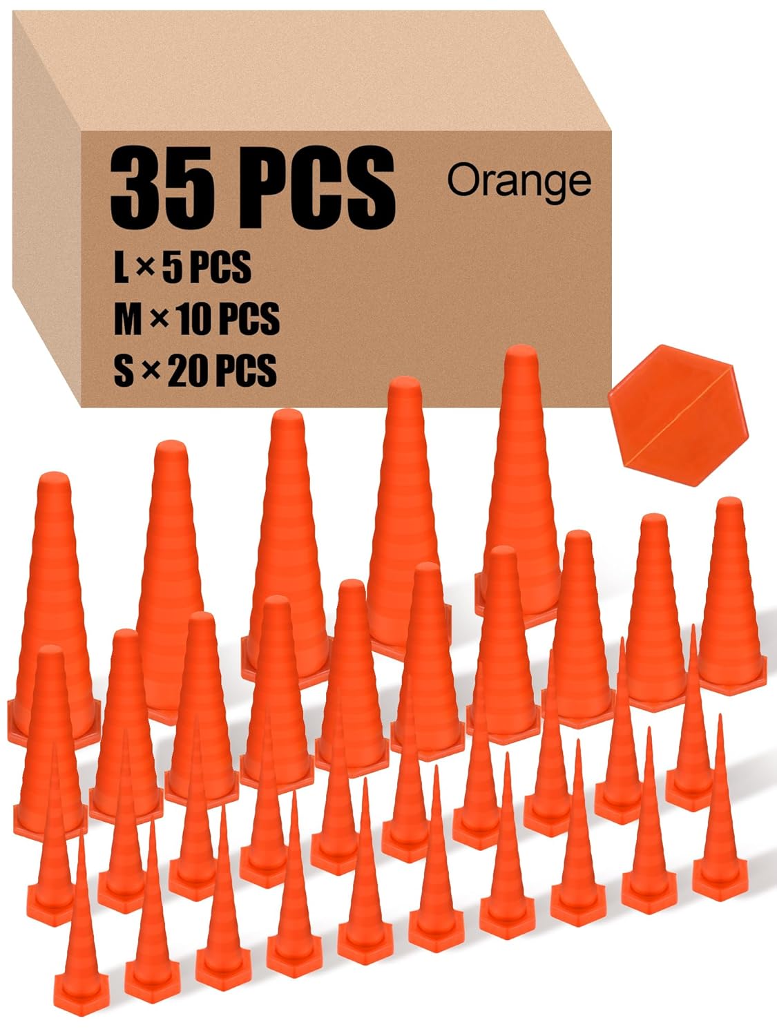 Hydraulic Oil Service Plugs Large Medium Small Sizes Multi Pack Rubber Drip Proof Hose Plugs Industrial Hydraulic Kit for Irrigation, 3 Sizes(35 Pcs,Orange)